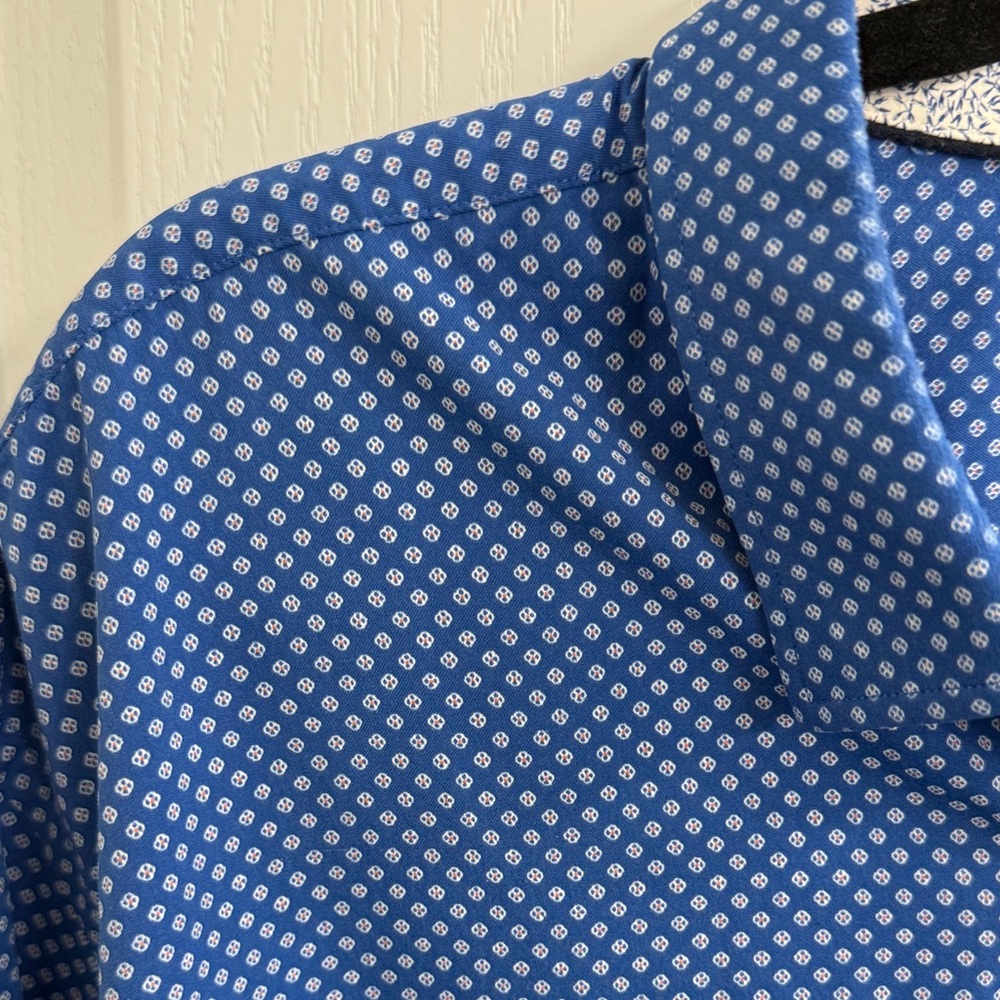 Bugatchi Men's Blue Patterned Button-Down Shirt S… - image 4